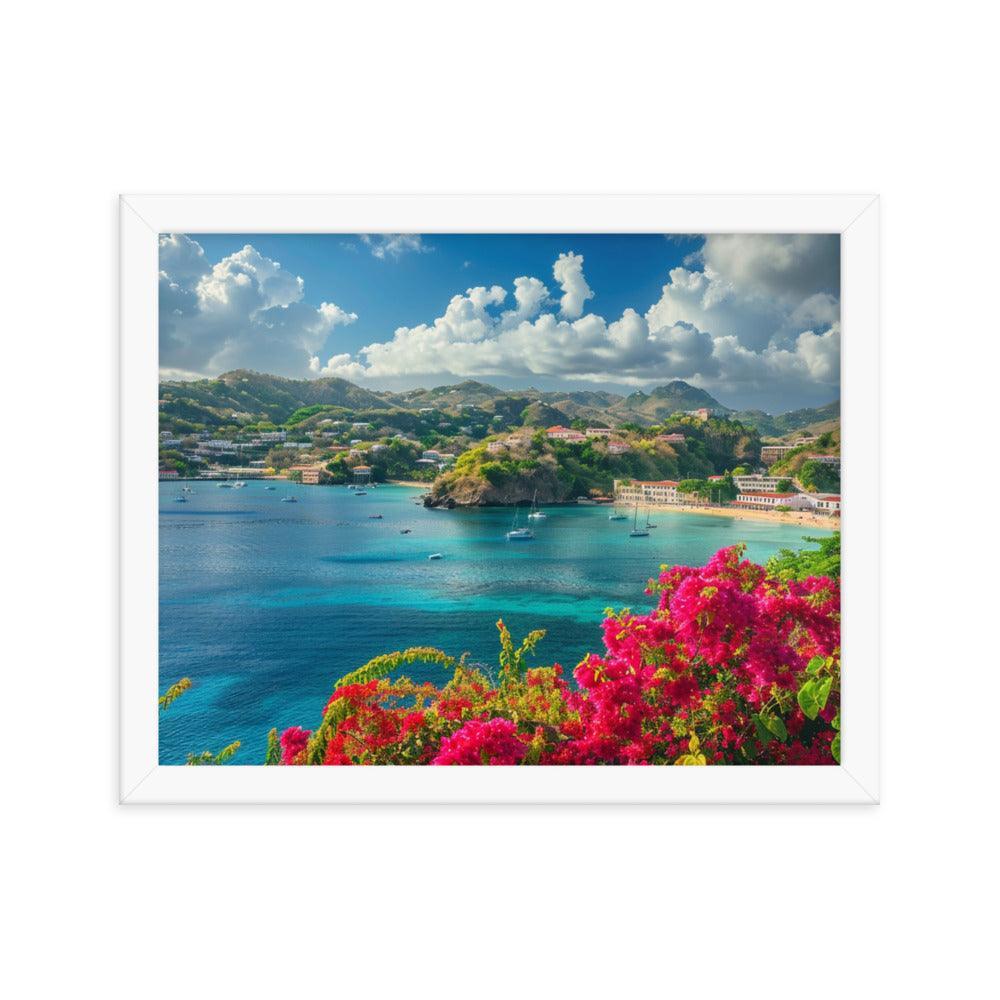 Grenada Tropical Bay Lush Hillside Framed Poster - Oh Posters