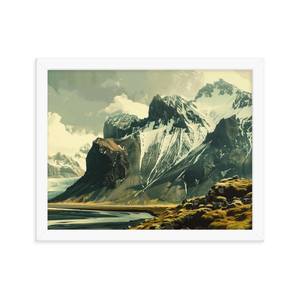 Iceland Dramatic Snowy Peaks Landscape Framed Poster - Oh Posters