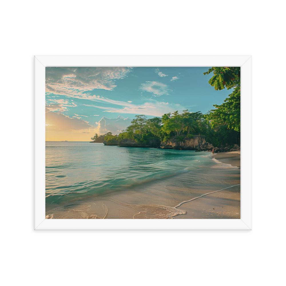 Jamaica Tranquil Seaside Sunset Framed Poster - Oh Posters