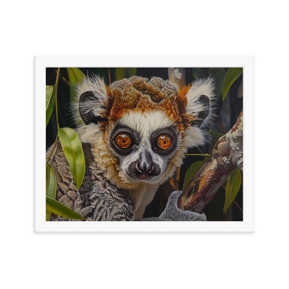 Madagascar Brown Lemur Realistic Wildlife Art Framed Poster - Oh Posters