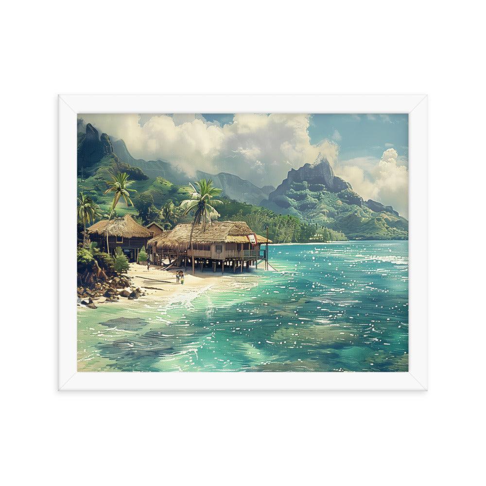 Nauru Tropical Beachside Village Framed Poster - Oh Posters