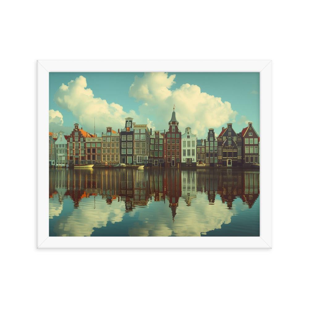 Netherlands Historic Amsterdam Canal Houses Framed Poster - Oh Posters