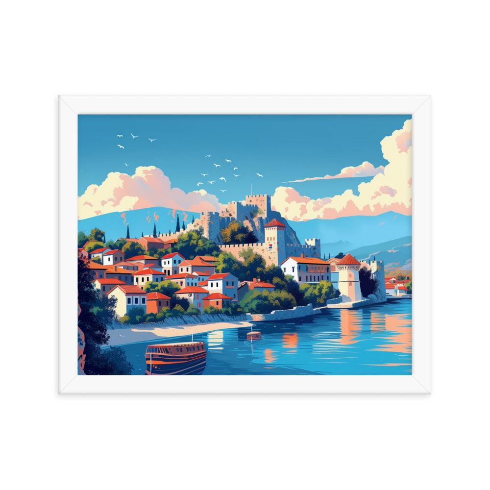 North Macedonia Historic Castle by the Lake Framed Poster - Oh Posters