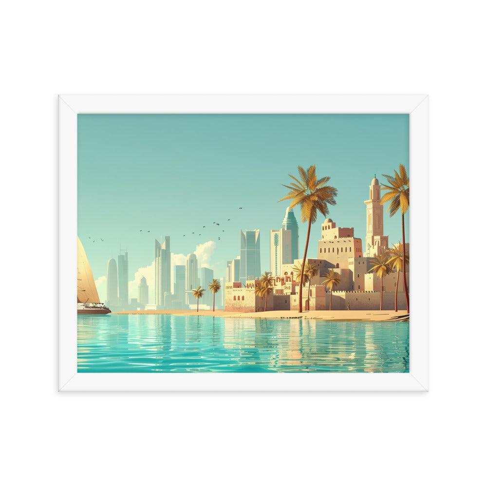 Qatar Traditional and Modern Architecture Seaside Framed Poster - Oh Posters