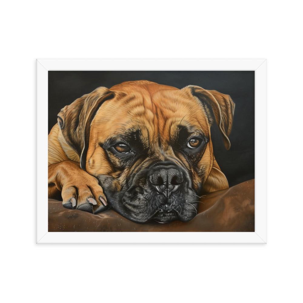 Bullmastiff Resting Portrait Painting Framed Poster - Oh Posters