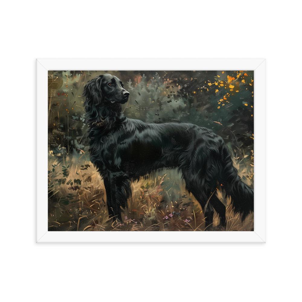 Flat-Coated Retriever in Forest Painting Framed Poster - Oh Posters