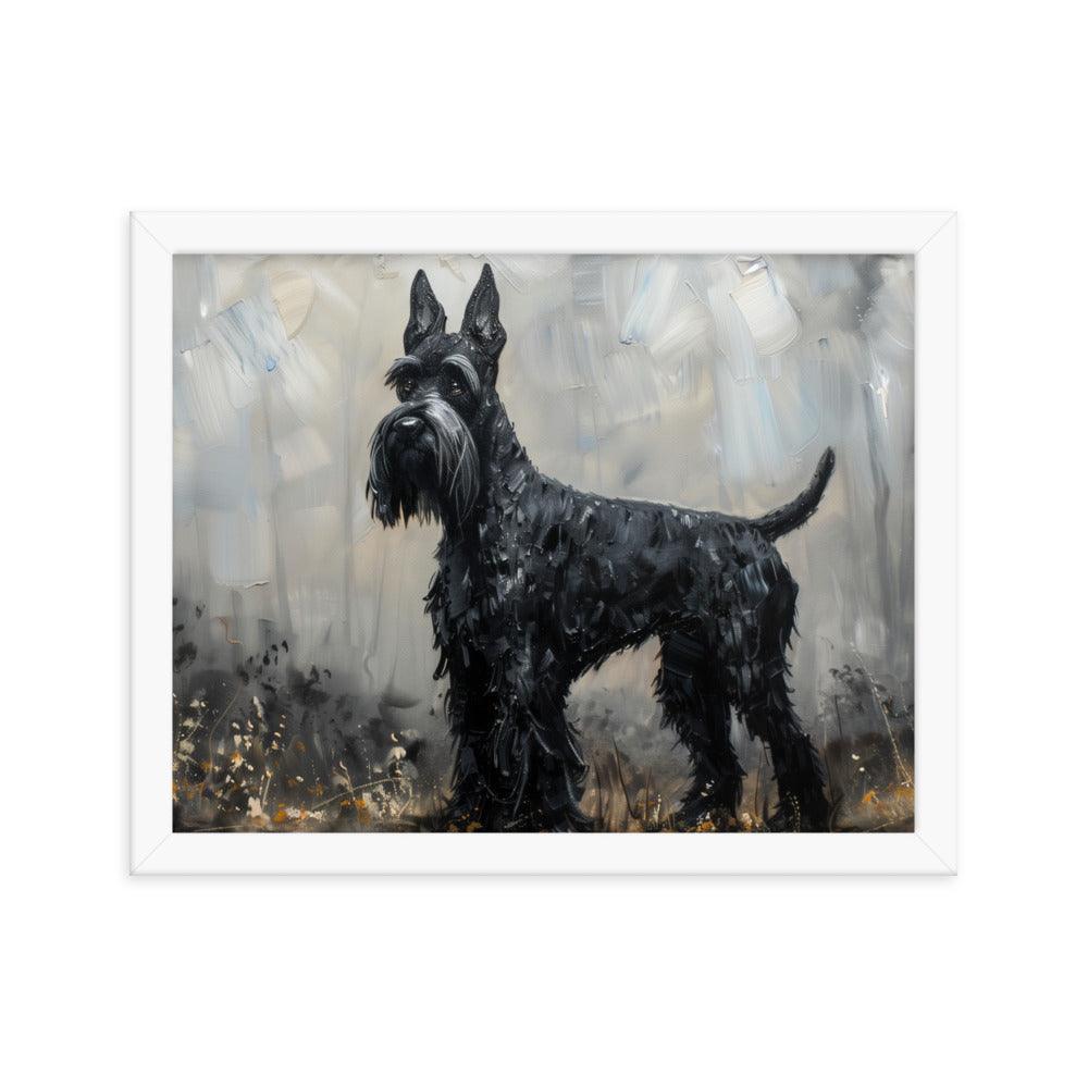 Giant Schnauzer Abstract Black and Gray Portrait Framed Poster - Oh Posters