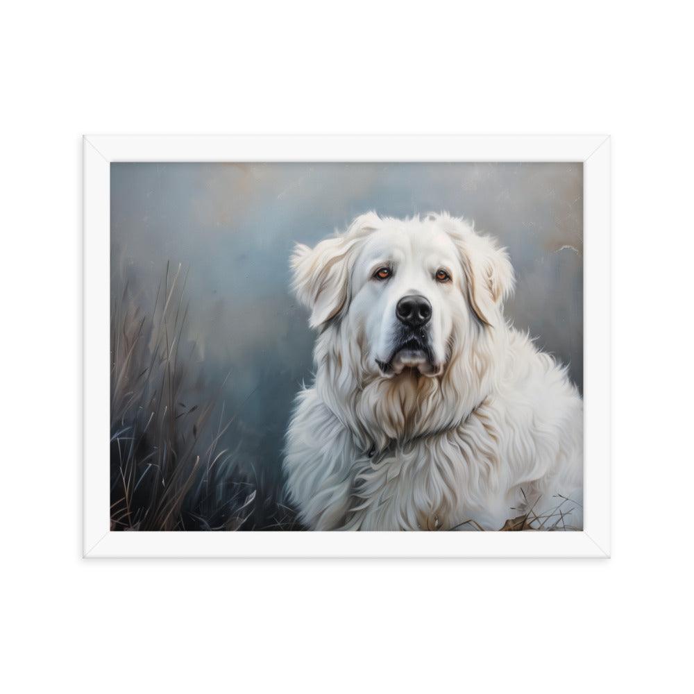 Great Pyrenees Majestic Winter Portrait Framed Poster - Oh Posters