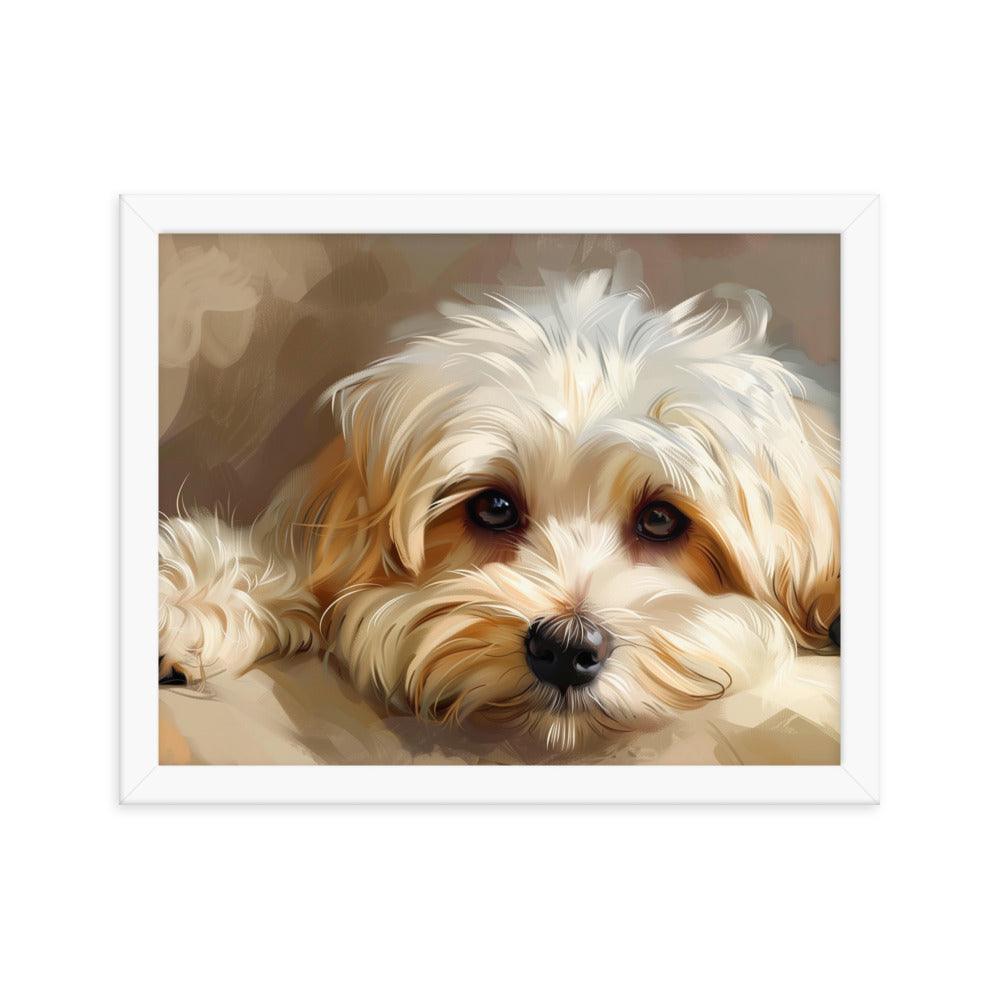 Havanese Puppy Resting Digital Painting Framed Poster - Oh Posters