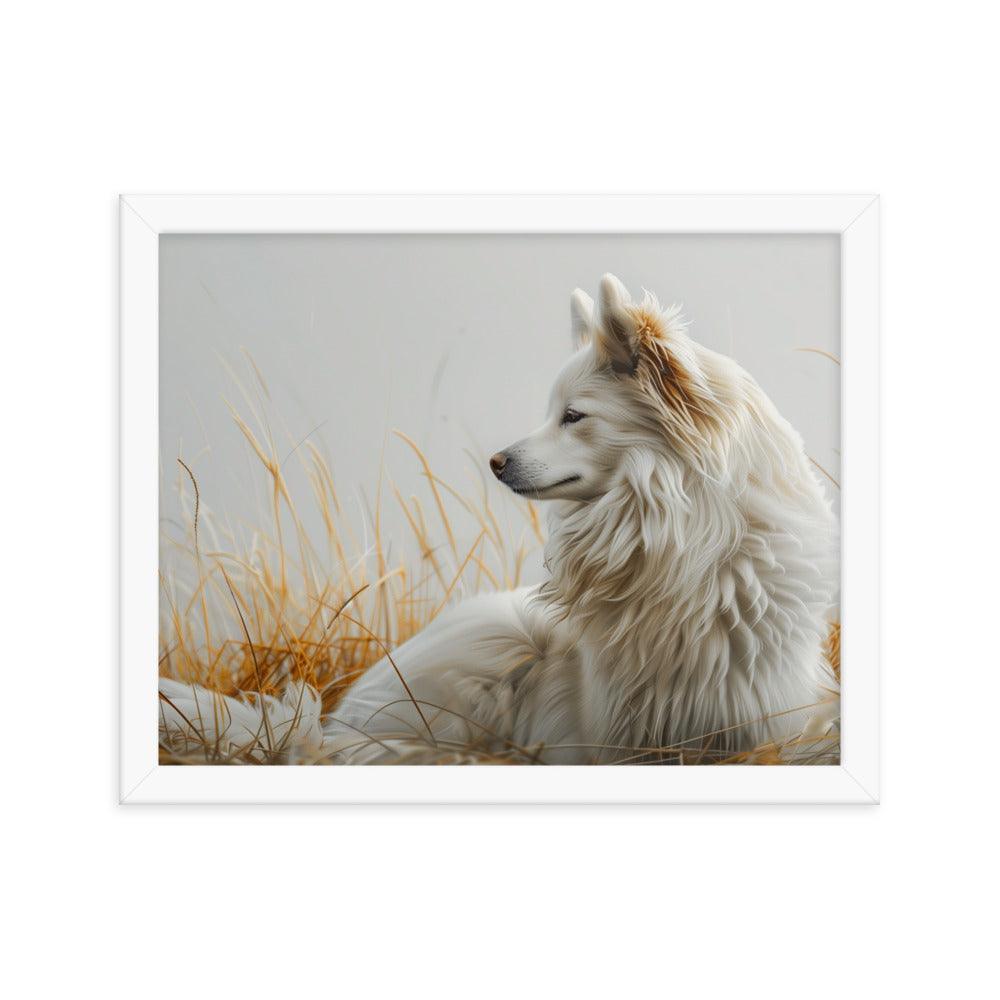 Icelandic Sheepdog in Golden Field Art Framed Poster - Oh Posters