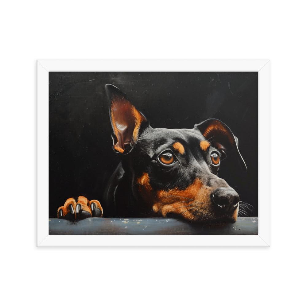 Manchester Terrier Painting with Dark Background Framed Poster - Oh Posters