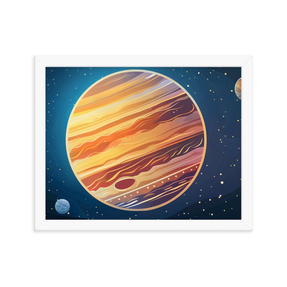 Jupiter Colorful Space Illustration Astronomy Art Framed Poster - Oh Posters