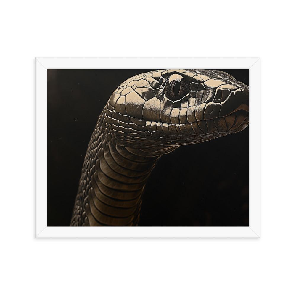 Cobra Snake Realistic Dark Portrait Digital Art Framed Poster - Oh Posters