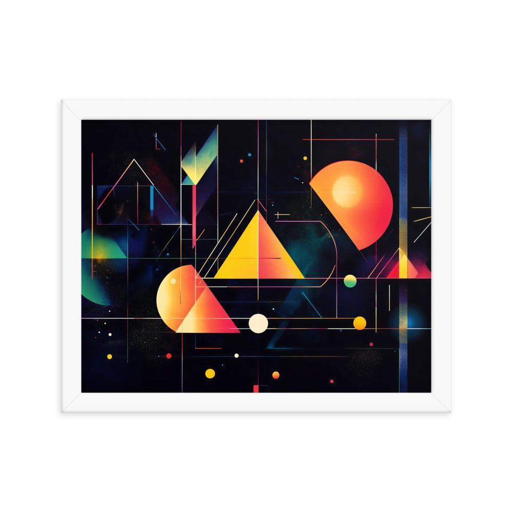 Cosmic Geometric Art with Abstract Shapes and Colorful Patterns for Modern Aesthetics Framed Poster - Oh Posters