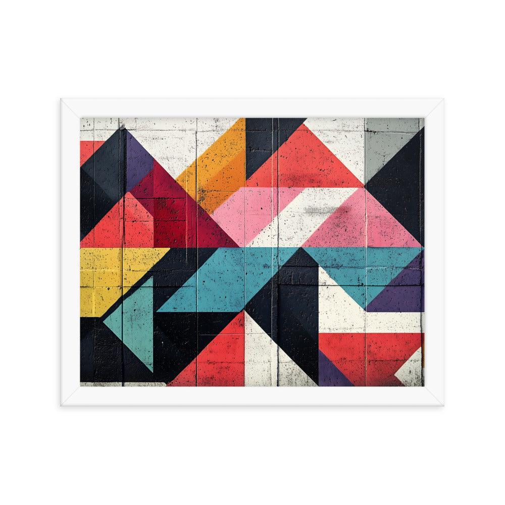 Vibrant Geometric Art Pattern With Bold Colors and Abstract Shapes Framed Poster - Oh Posters