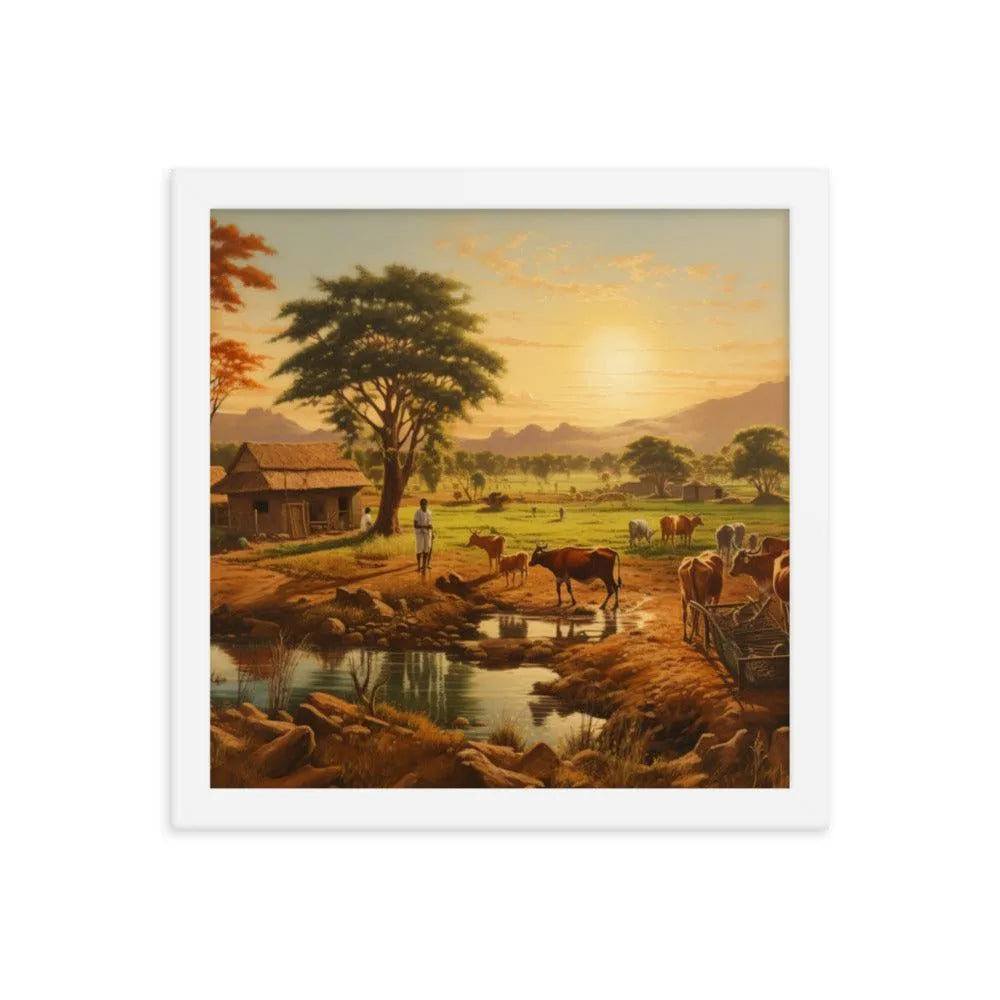 Indian Farm Painting Framed Poster - Oh Posters