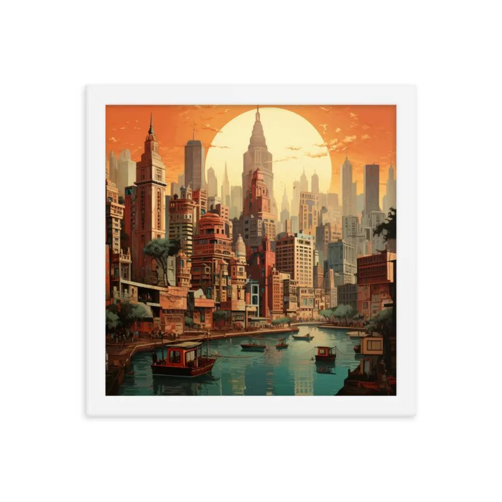 Indian Skyscraper City Painting Framed Poster - Oh Posters