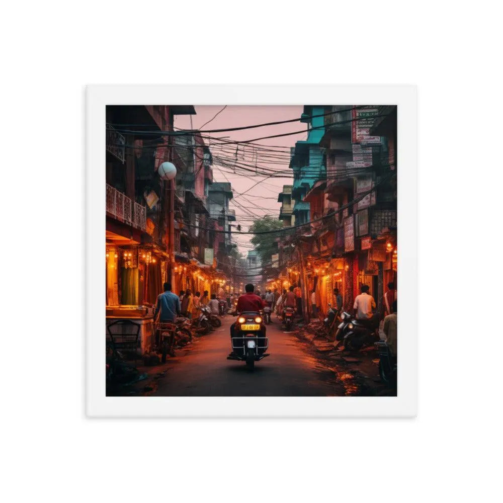 Indian Street Dusk Framed Poster - Oh Posters