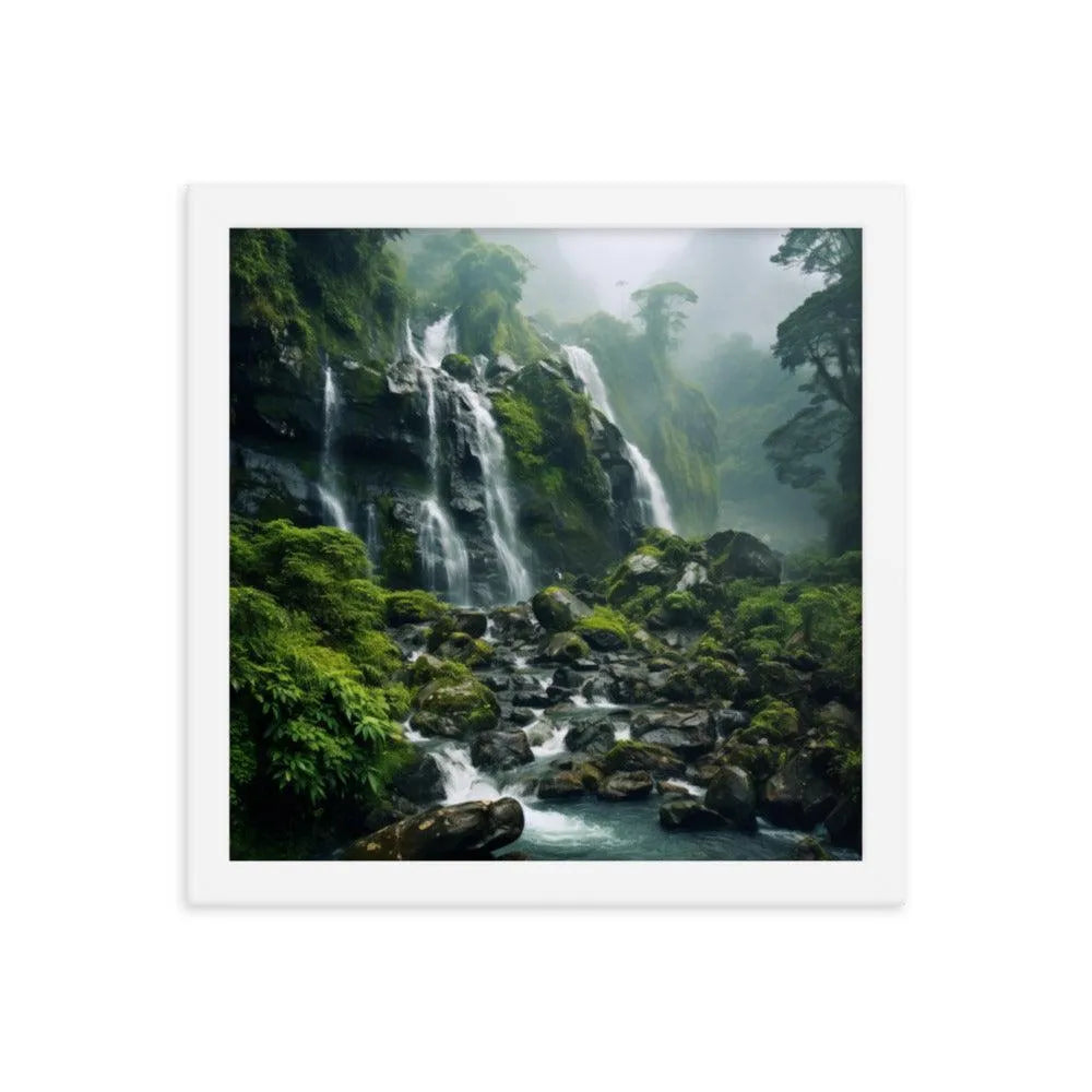 India Waterfall Forest Natural Framed Poster - Oh Posters