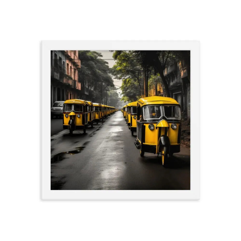 Indian Road with TukTuk Rickshaws Framed Poster - Oh Posters