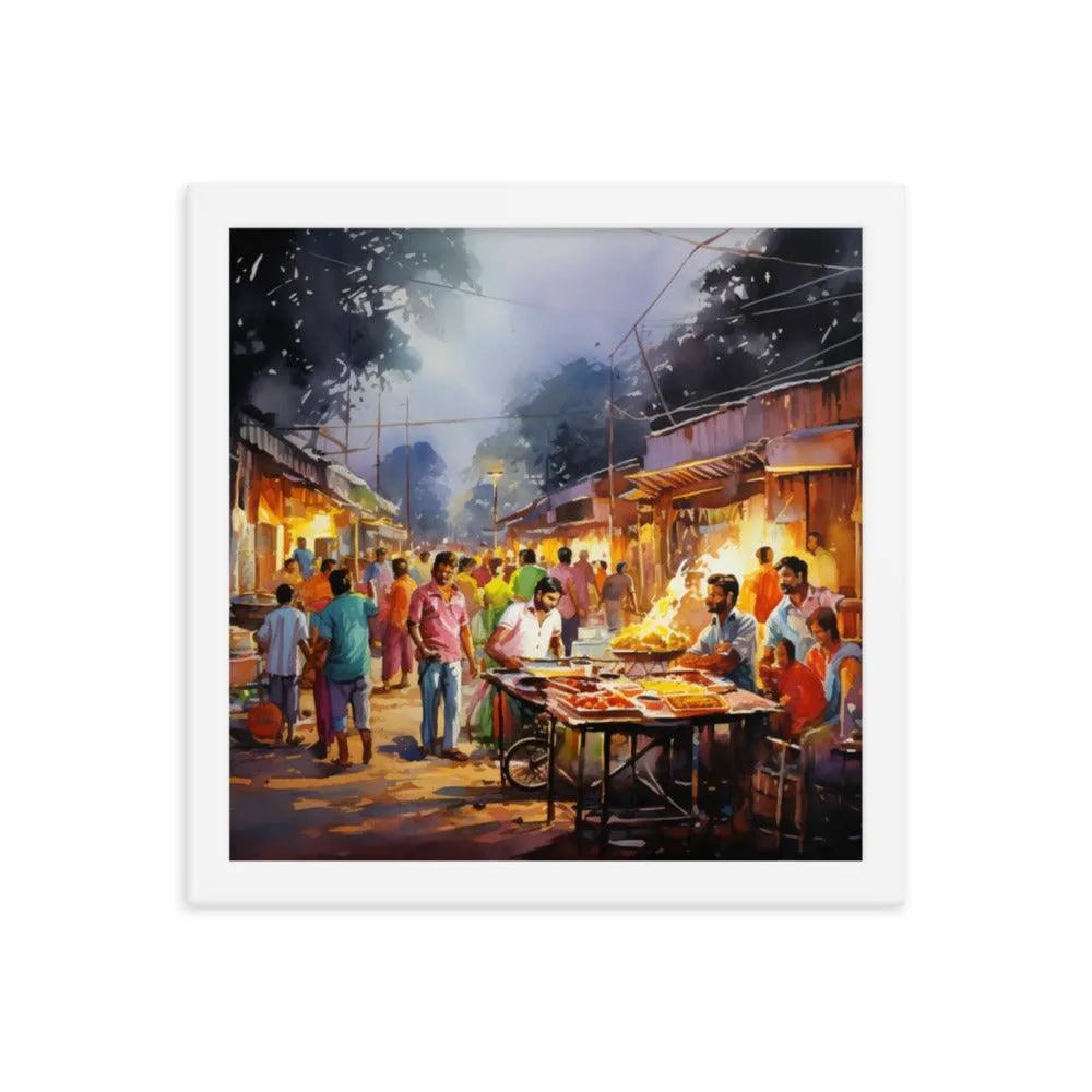 Indian Street Food Street Stalls Painting Framed Poster - Oh Posters