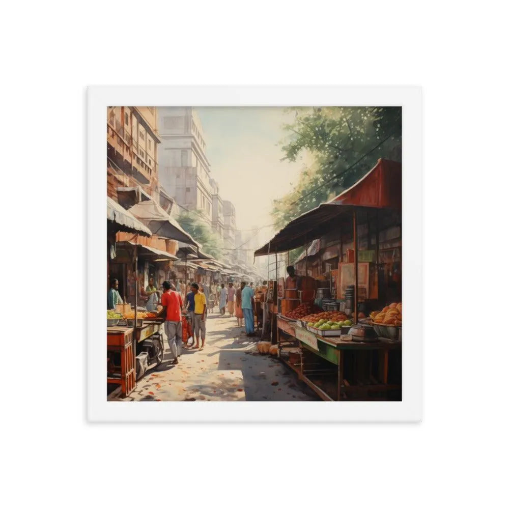 Indian Street Food Street Stalls Painting Framed Poster - Oh Posters