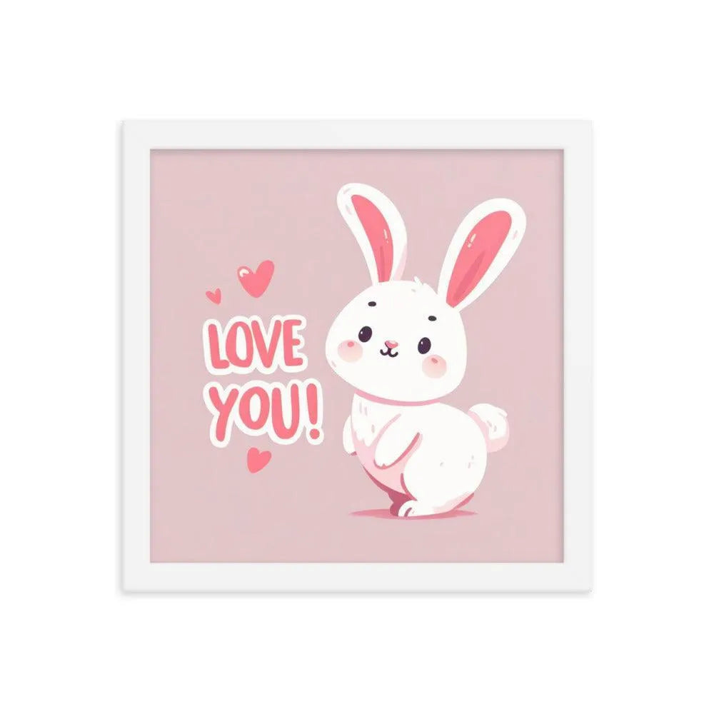 Bunny Rabbit Saying 'Love You' Framed Poster - Oh Posters
