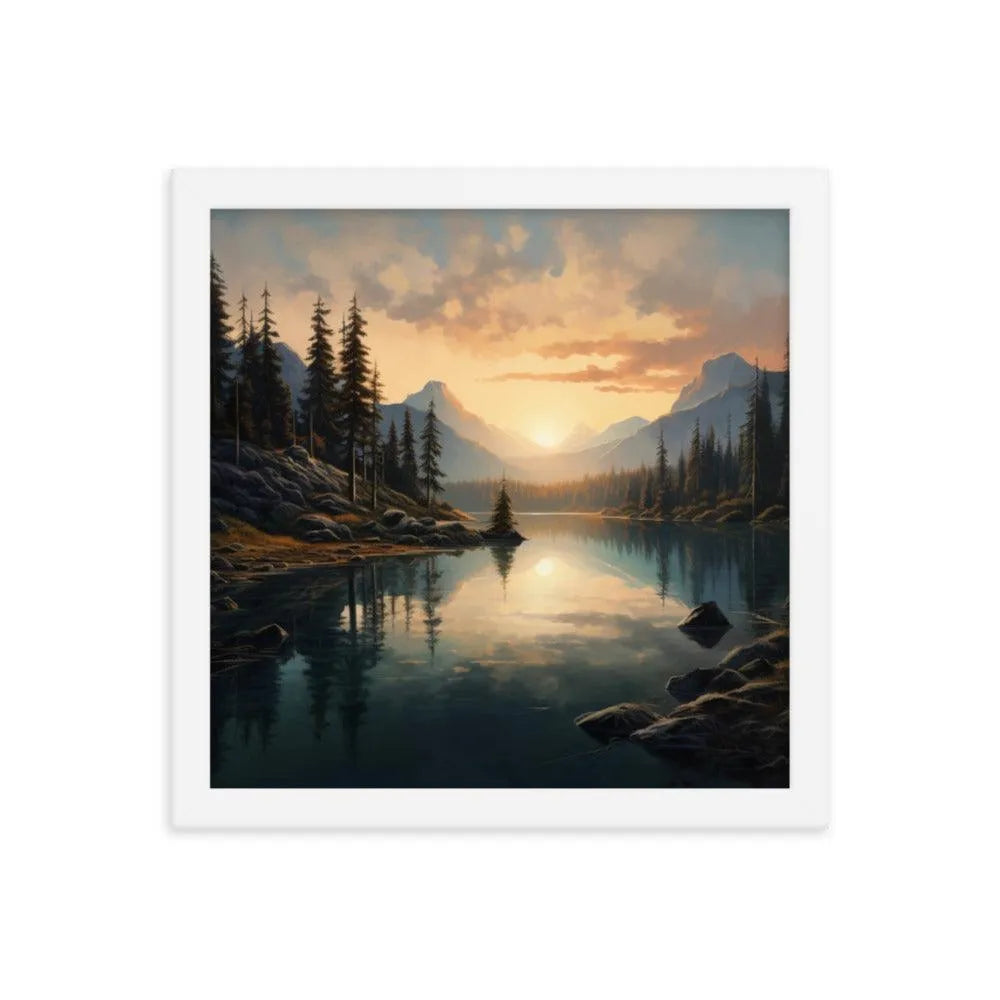 Lake Mountain Sunrise Nature Framed Poster - Oh Posters