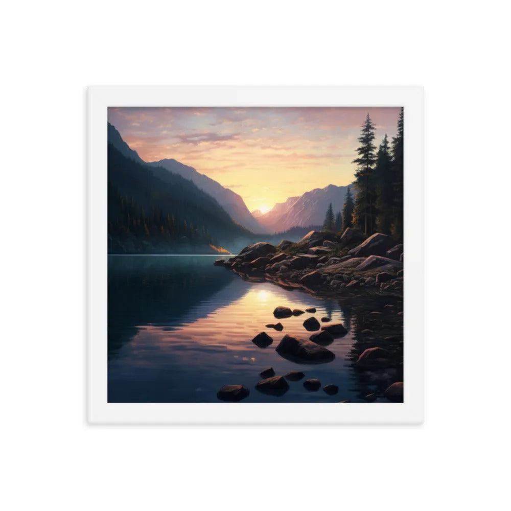 Lake Mountain Sunrise Nature Framed Poster - Oh Posters