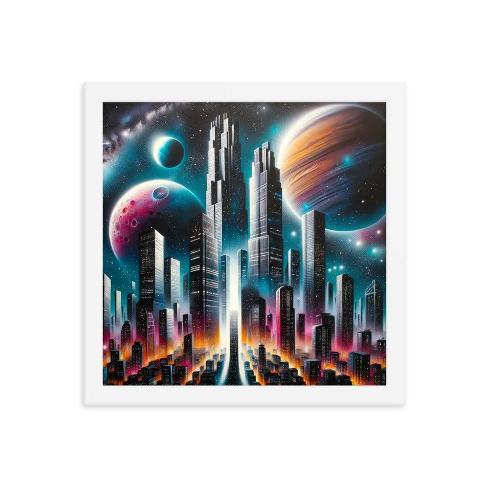 Galactic Metropolis Spray Paint Fantasy Framed Poster - Oh Posters