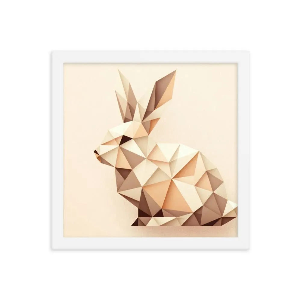 Geometric Beige Rabbit Minimalist Art Framed Poster - Oh Posters