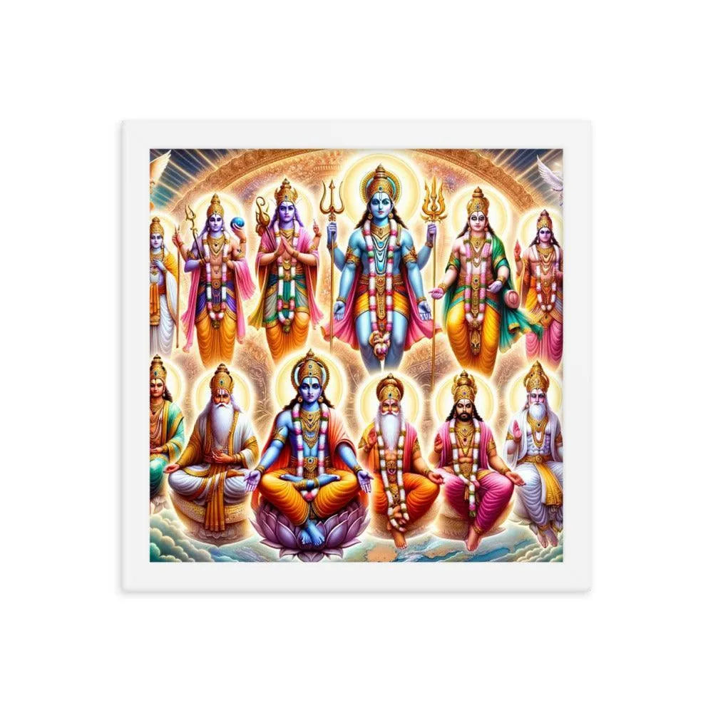 Dashavatara: Lord Vishnu's Divine Incarnations Hindu Art Framed Poster - Oh Posters