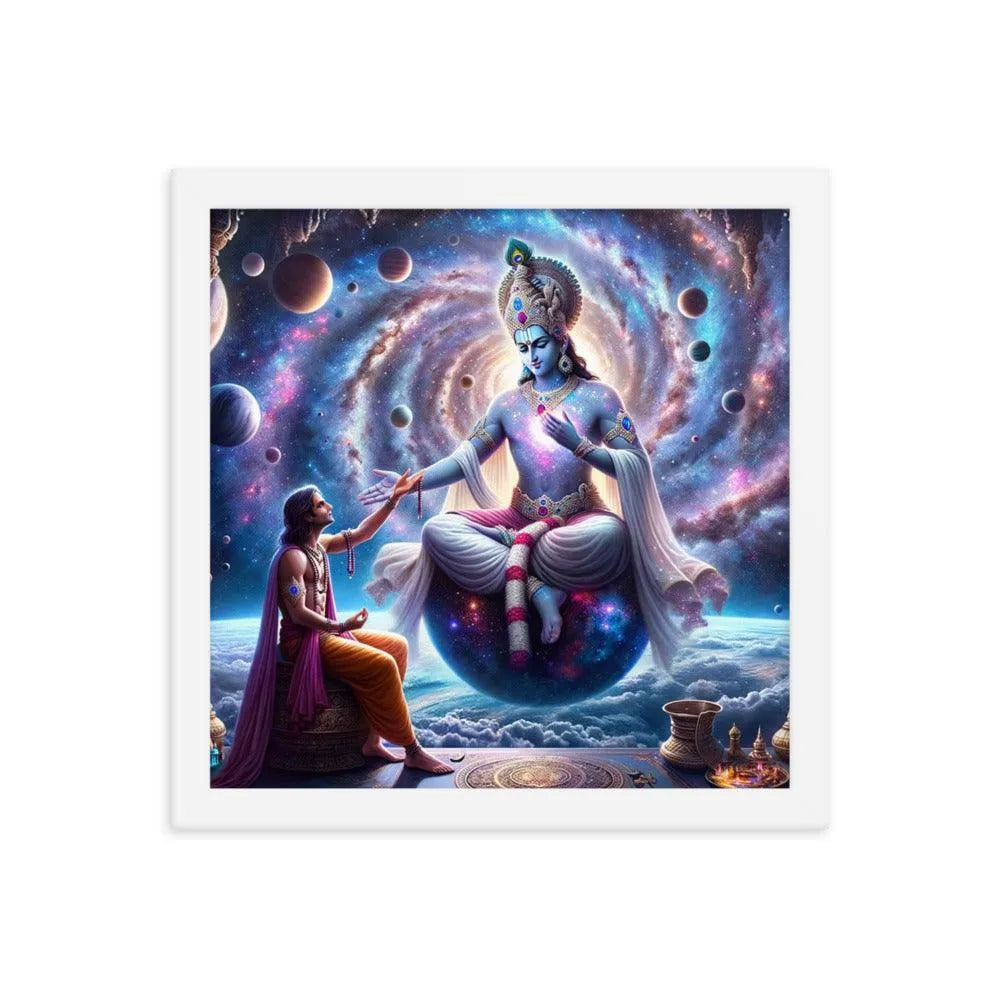 Lord Krishna's Cosmic Revelation Hindu Art Framed Poster - Oh Posters