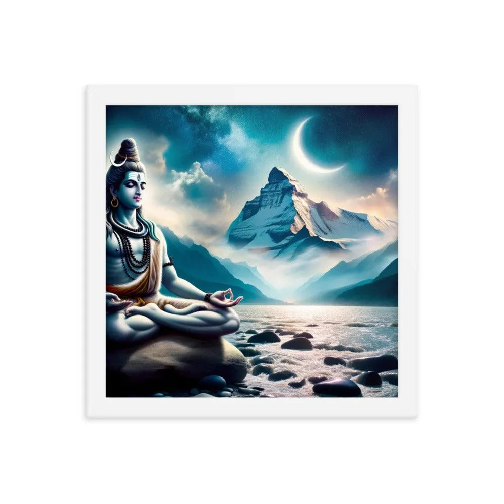 Lord Shiva Meditating by Ganges River Hindu Art Framed Poster - Oh Posters