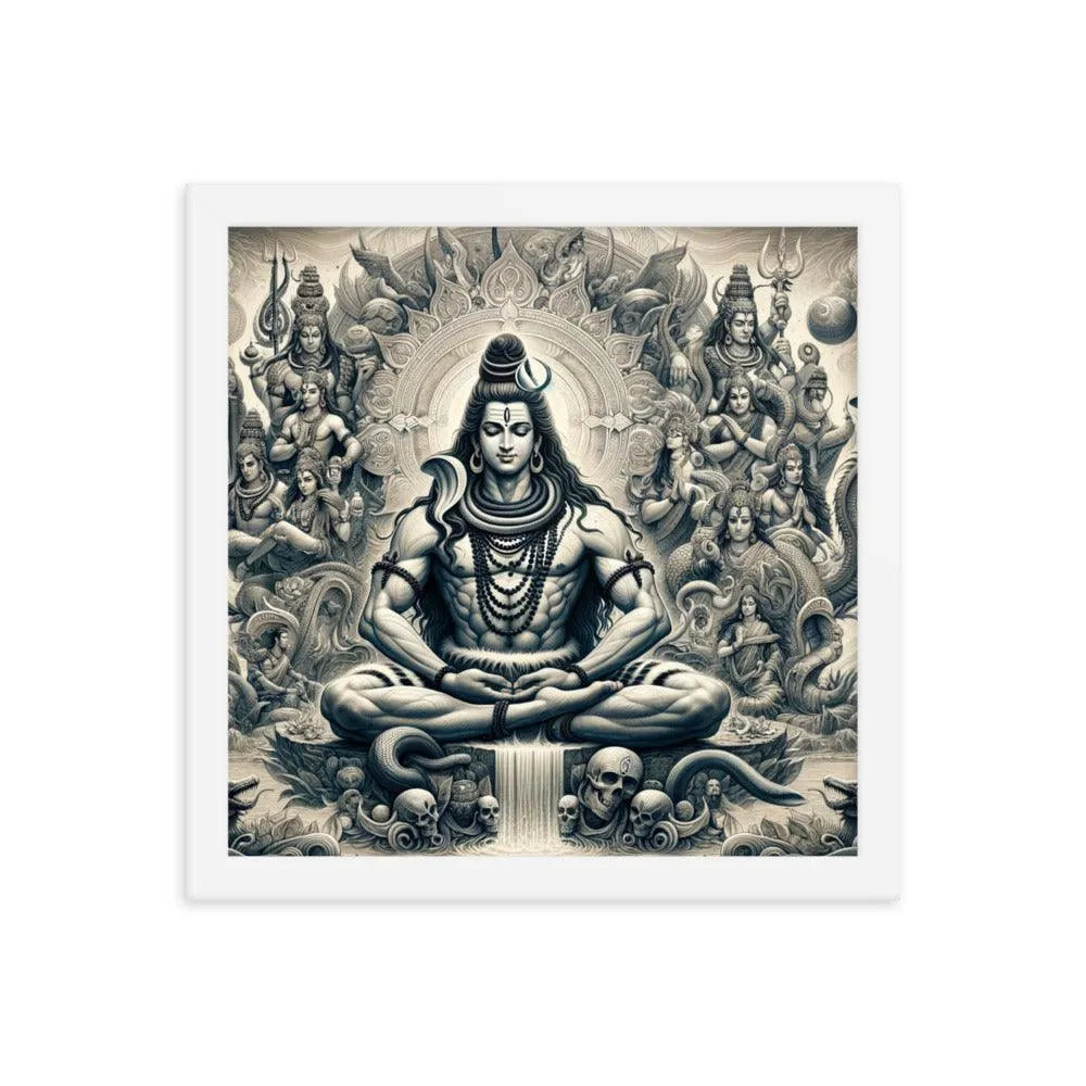 Hindu Lord Shiva Meditating Himalayan Serenity Divine Art Framed Poster - Oh Posters