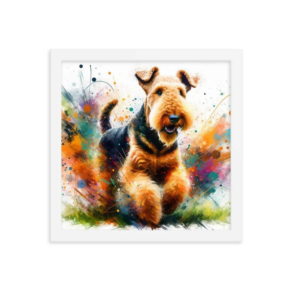 Joyful Airedale Terrier Colorful Artistic Depiction Framed Poster - Oh Posters