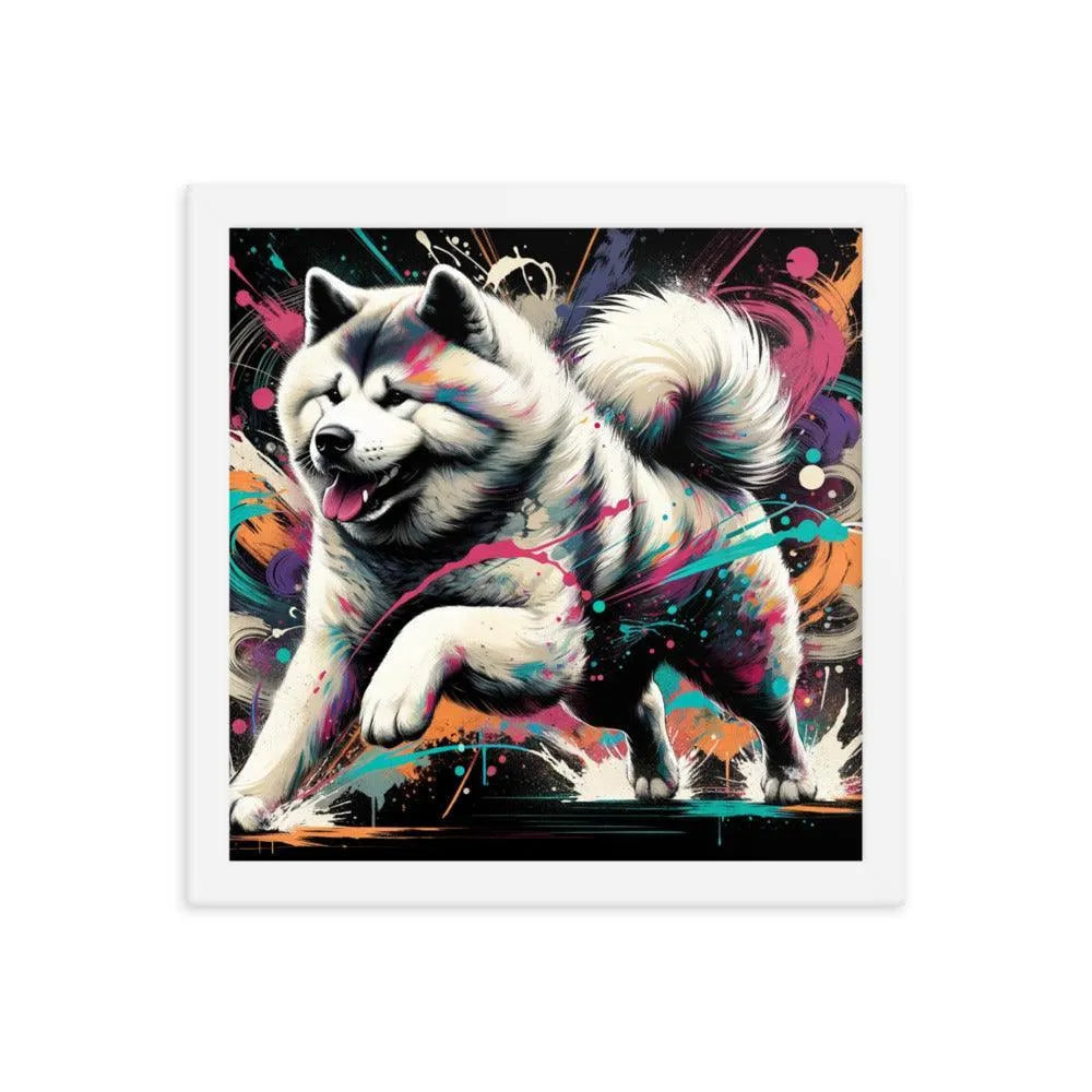 Energetic Akita Abstract Artwork Framed Poster - Oh Posters