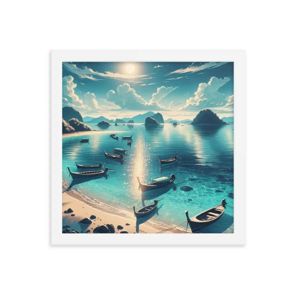 Secluded Shimmering Beach Digital Art Framed Poster - Oh Posters