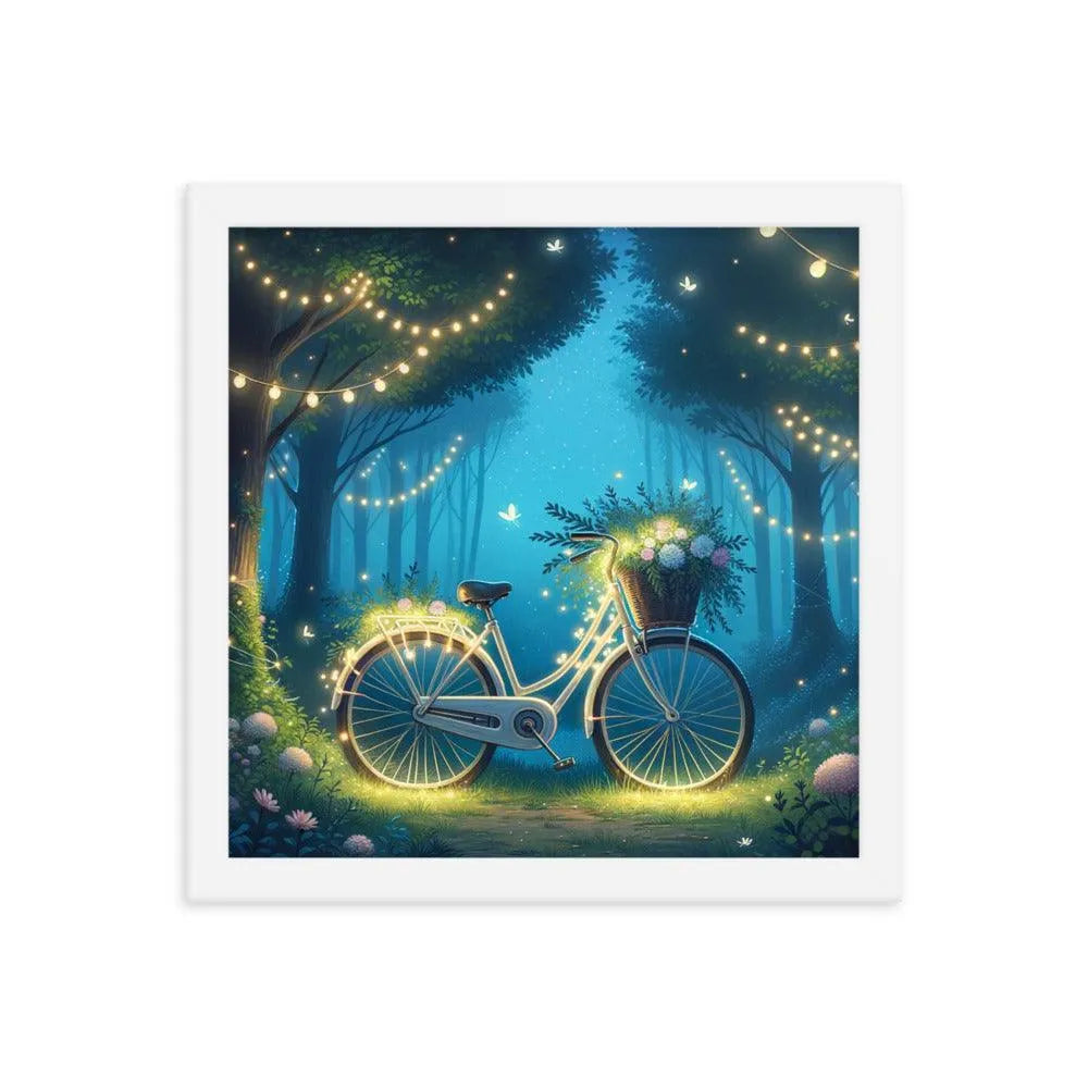 Enchanted Forest Glade Bicycle Illuminated Art Framed Poster - Oh Posters