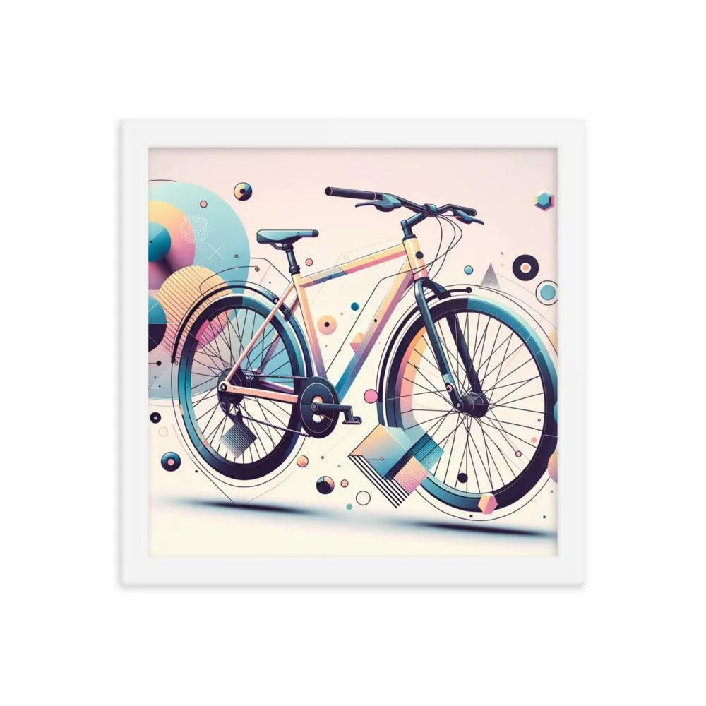 Contemporary Pastel Bicycle Geometric Art Framed Poster - Oh Posters