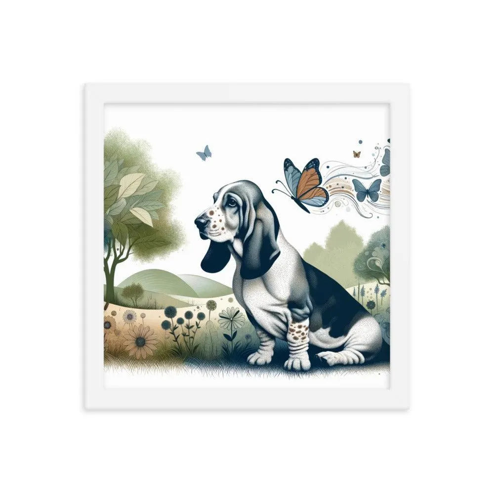 Harmonious Basset Bleu de Gascogne Landscape with a Twist Framed Poster - Oh Posters