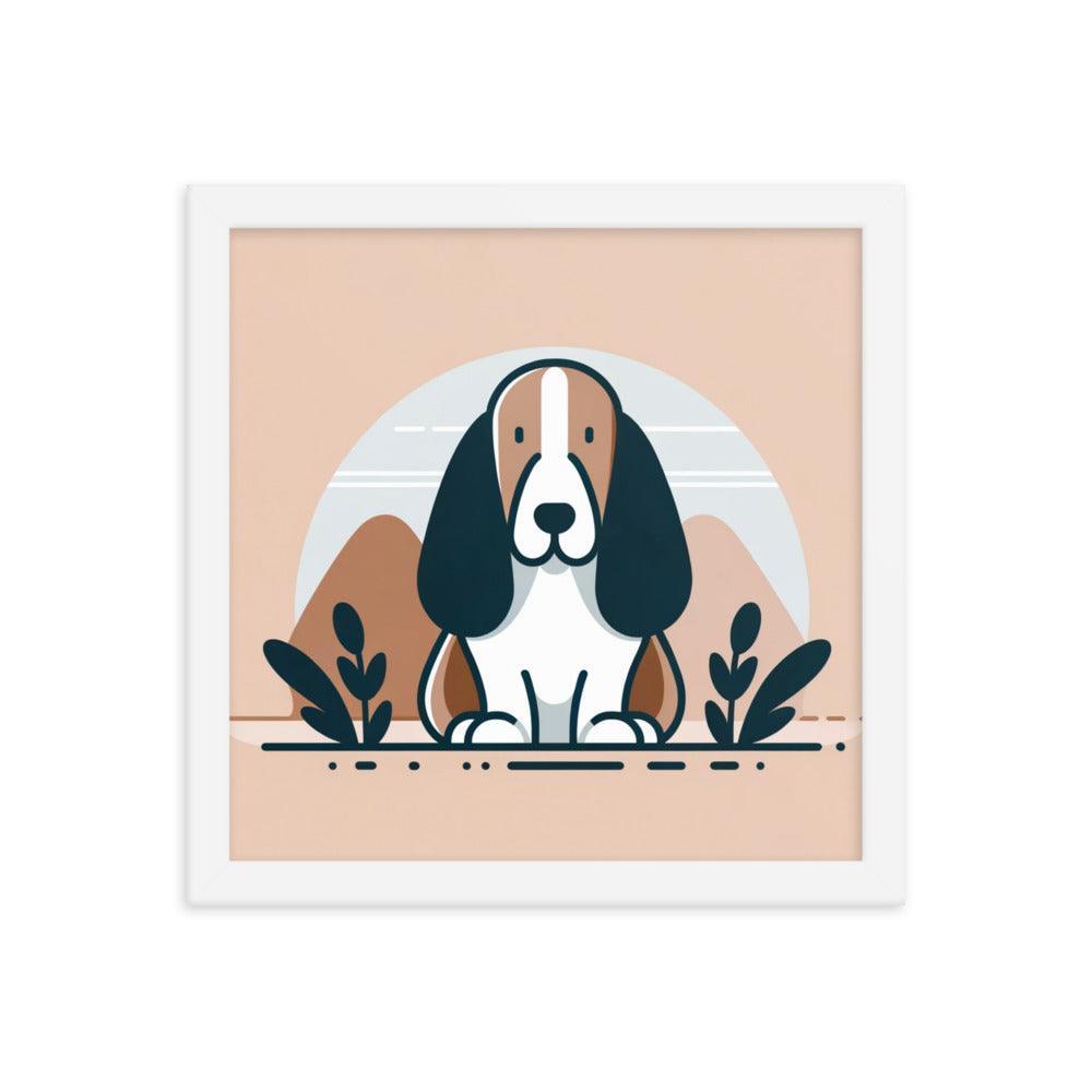 Charming Basset Hound Minimalist Art Framed Poster - Oh Posters