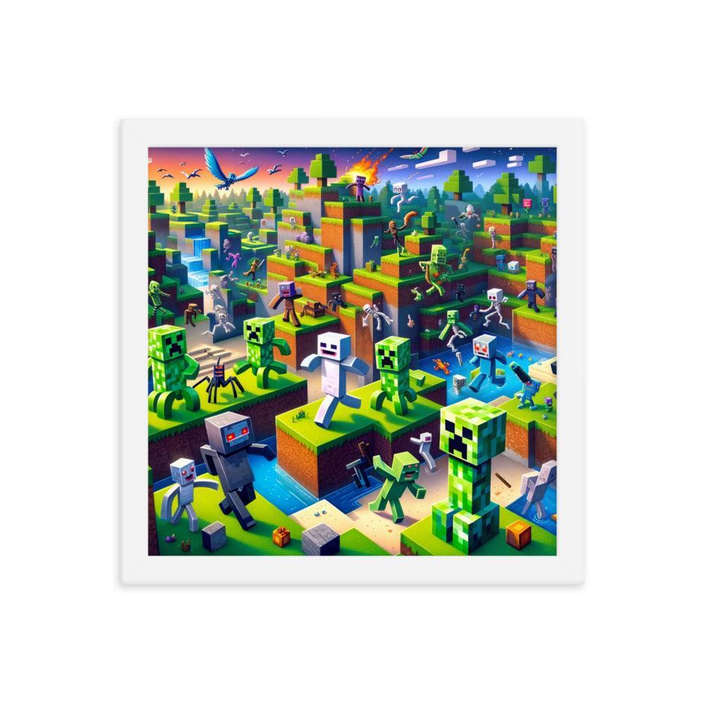 Minecraft Adventure Dynamic Character Action Framed Poster - Oh Posters