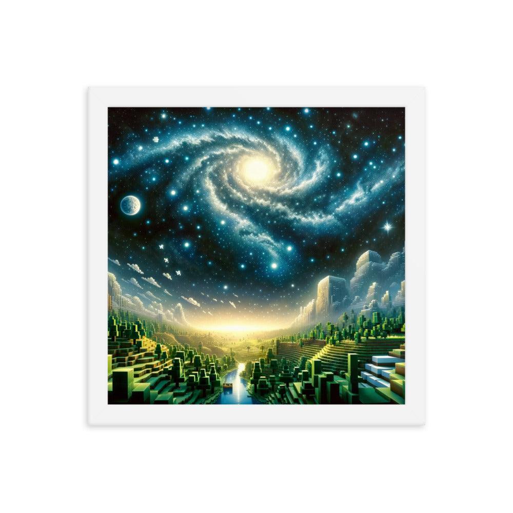 Galactic Spiral Minecraft Universe Digital Art Framed Poster - Oh Posters