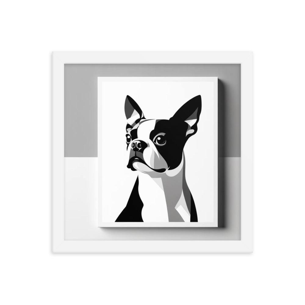 Boston Terrier Abstract Minimalist Art Framed Poster - Oh Posters