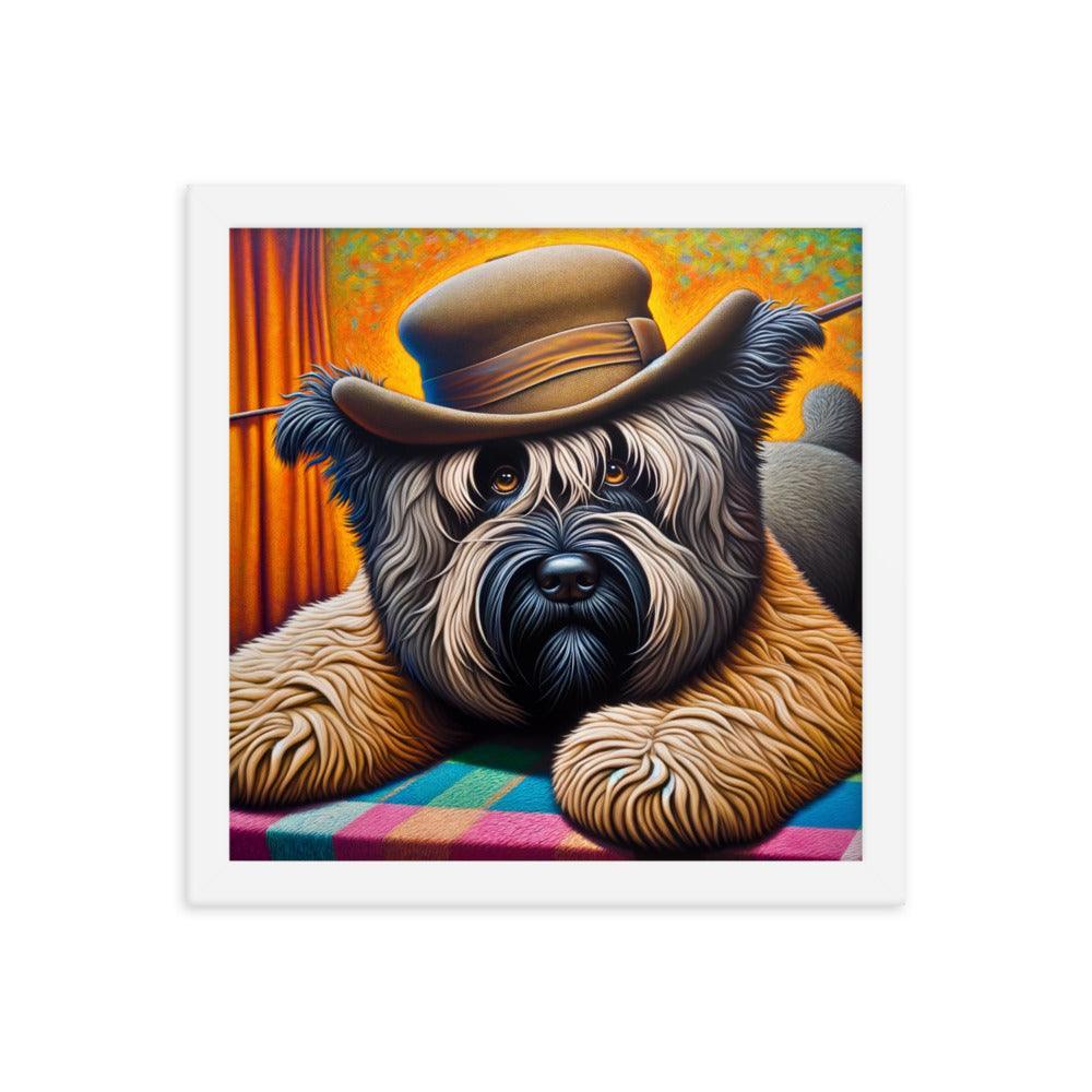 Bouvier Des Flandres Cowboy Hat Quirky Portrait Framed Poster - Oh Posters