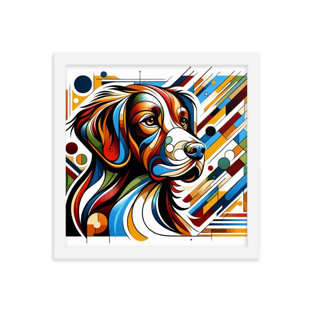 Brittany Dog Art in Abstract Modern Form with Bold Colors Framed Poster - Oh Posters