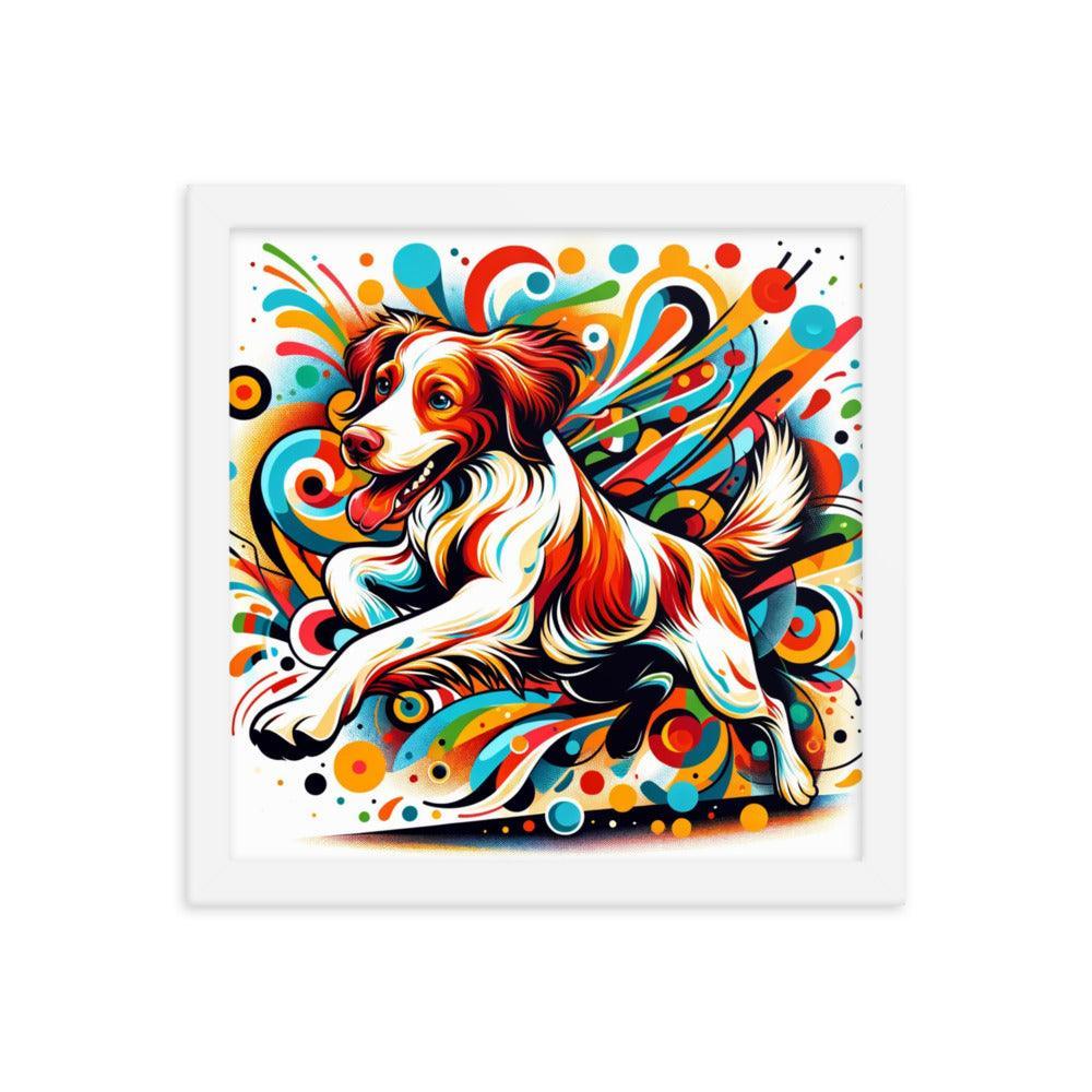 Brittany Spaniel Dynamic Swirls Abstract Art Framed Poster - Oh Posters