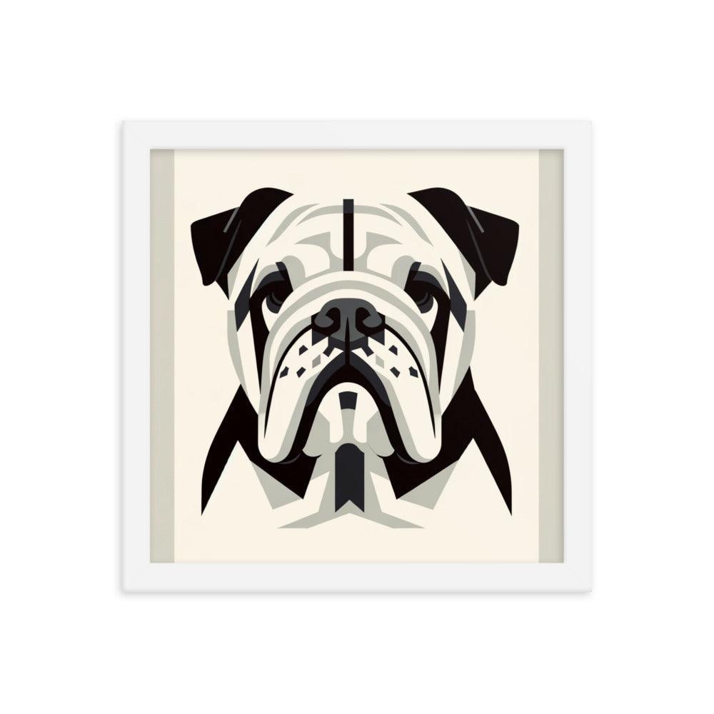 English Bulldog Minimalist Design with Geometric Shapes Framed Poster - Oh Posters