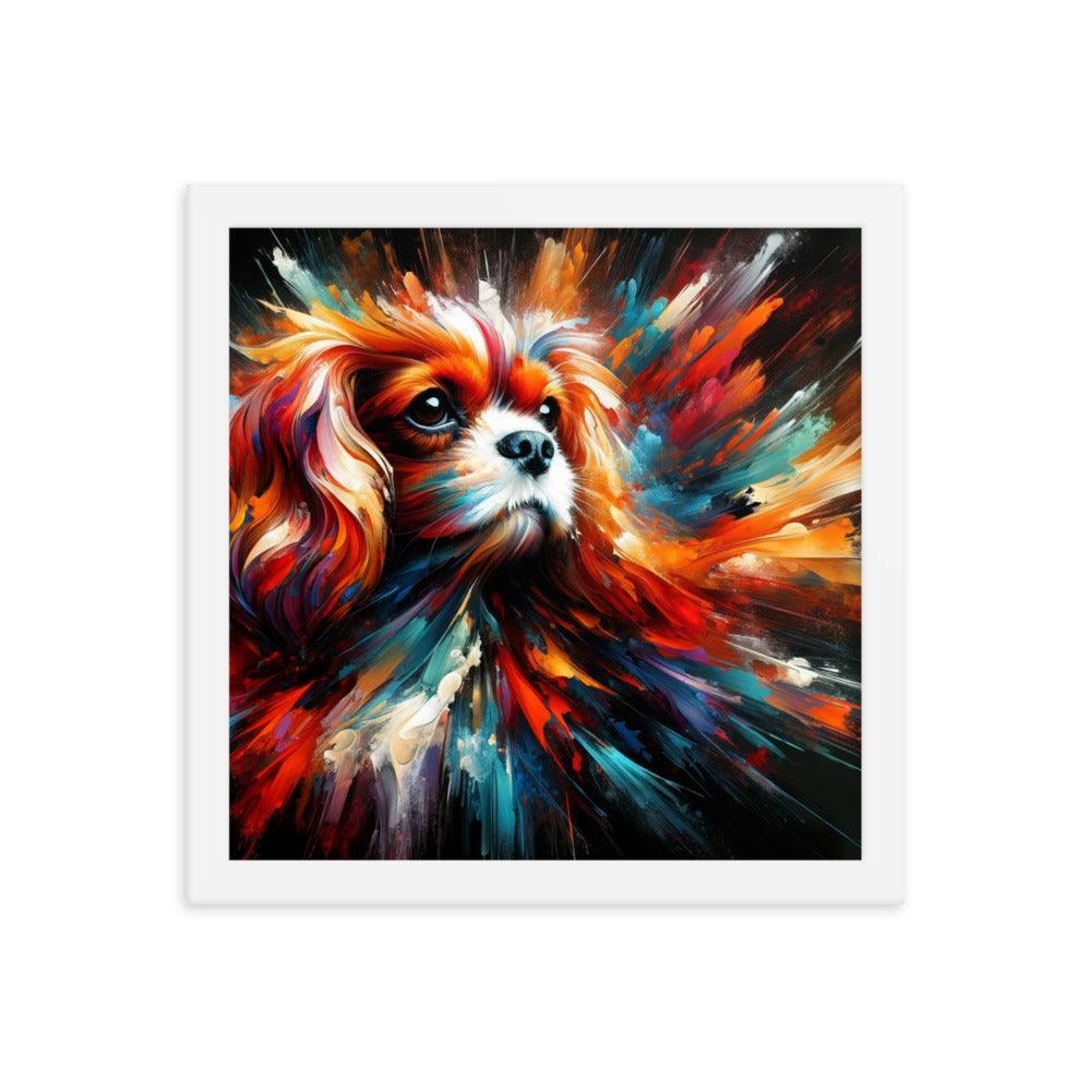 Cavalier King Charles Spaniel Abstract Brush Strokes and Intense Vibrant Colors Framed Poster - Oh Posters